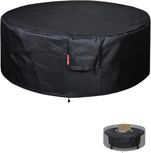 SheeChung Fire Pit Cover Round 56”D X 22”H for Solo Stove Fire Pit Surround Table,Waterproof Heavy Duty 600D Polyester Outdoor Table Protective Cover,Large Shelter for Smokeless Gas Fire Pit