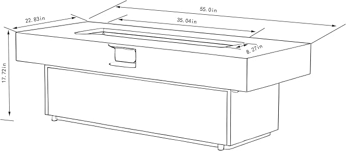 Propane Fire Pit Table, 55 Inch Firepits for Outside, Rectangle Gas Fire Pits for Outside Patio, Backyard, Pool, 50000BTU, Free Waterproof Cover, Tank Outside, Tank Not Included, Brown+Gray