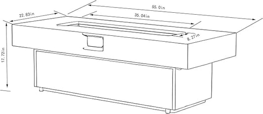 Propane Fire Pit Table, 55 Inch Firepits for Outside, Rectangle Gas Fire Pits for Outside Patio, Deck, Backyard, 50000 BTU, Free Waterproof Cover, Tank Outside, Tank Not Included, Brown+Gray