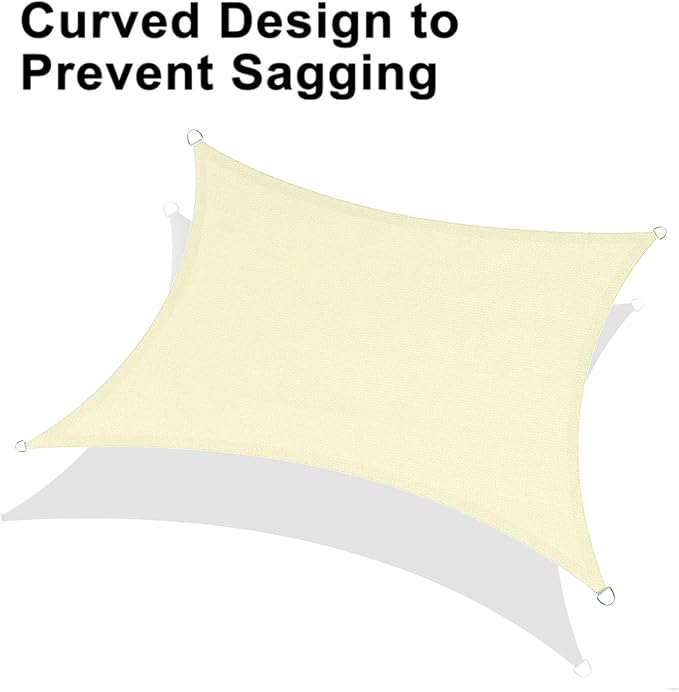 LOVE STORY Custom Size 10'x14' Butter Cream Sun Shade Sail Rectangle UV Block Canopy Patio Sail Sunshades Fabric for Outdoor Garden Carport (We Make Custom Size)