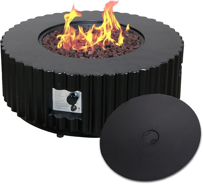 Afterglow Firepits All Terrafab External Gas Tank for Outdoor Use Round 50000Btu, Black