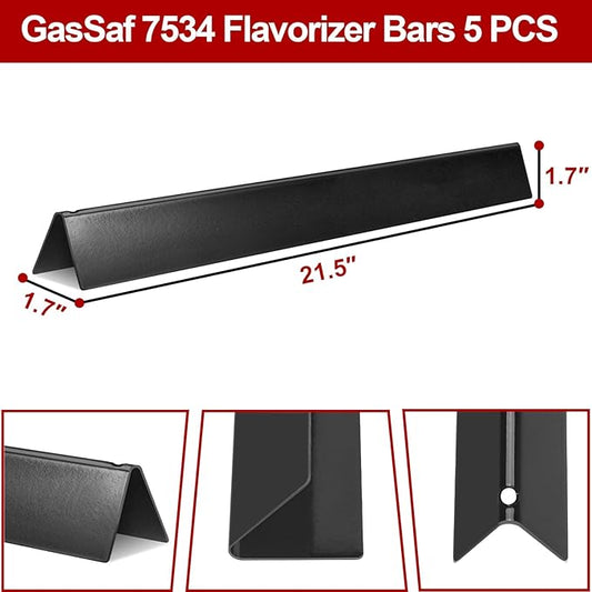 GasSaf 21.5 Flavorizer Bars 7534 for Weber Spirit 200, E/S200 E/S-210, Spirit 500, Genesis Silver A with Side 2-Burner Grills, 5-Pack Black Porcelain Steel Flavor Bars for Weber 7535 65902 Grill Parts
