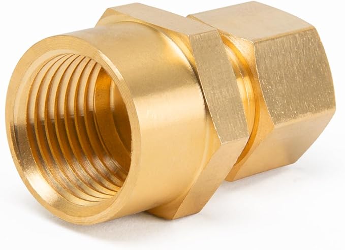 ChillWaves Brass Compression Tube Fitting, 1/2" OD x 1/2" NPT Female Compression Union Connector(5-PACK)