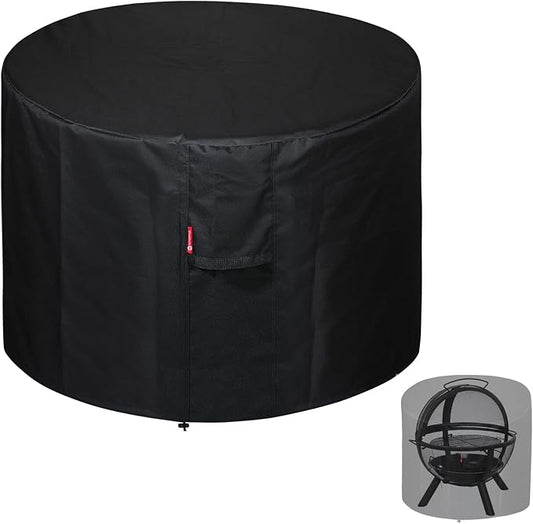 SheeChung Fire Pit Cover 36"x34" for Ikuby Fire Pit Sphere,Waterproof Heavy Duty 600D Round Fire Pit Cover for Outdoor Large Globe/Ball Firepit,Fits Propane Gas Fire Pit