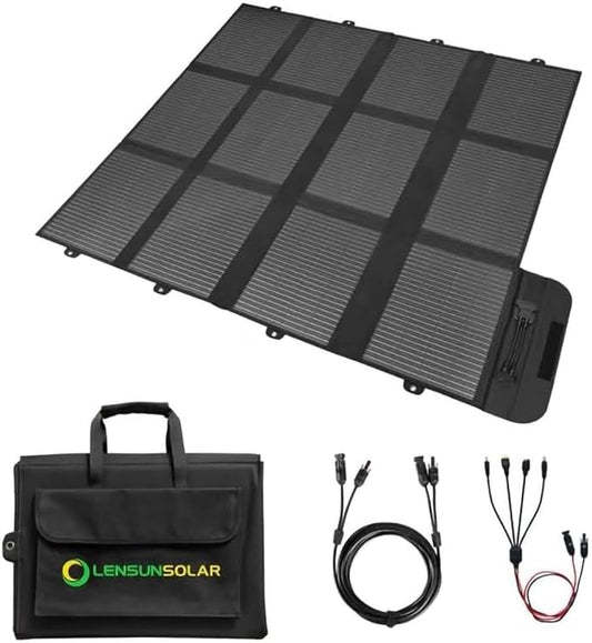 LENSUNSOLAR 300W Solar Blanket Complete Kit Ready to Charge Battery and Solar Generator Portable Lightweight for Camping