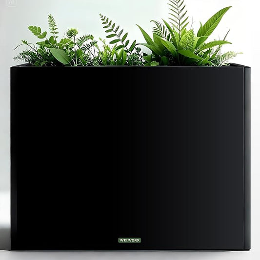 Modern Metal Planter Box 36" L x 9" W x 26" H – Rectangular Galvanized Steel Raised Garden Bed with Drainage Holes & Removable Shelf – Sleek Outdoor & Indoor Flower Planter for Patio, Yard & Porch