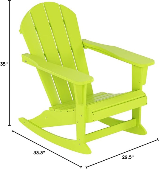 WestinTrends Malibu Outdoor/Patio Poly Adirondack Rocking Chair, Lime