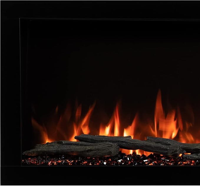 Modern Ember Highmark 60 Inch Smart Linear Electric Fireplace - Premium Flame with 10 Colors, Sleek Hidden Vent Design, Install Recessed in-Wall or Wall-Mount, WiFi Enabled.