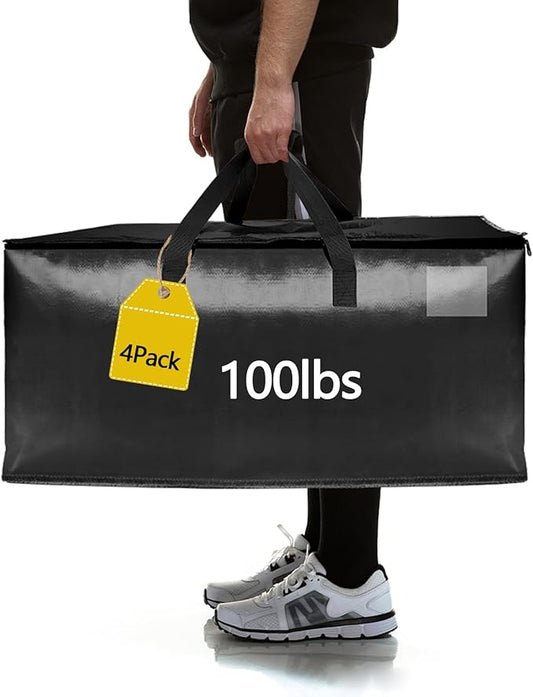 4 Pack Waterproof Moving Bags with Strong Zipper, Reinforced Handle