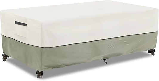 Outdoor Coffee Table Cover,Waterproof Rectangular Patio Small Side Table Cover,36 x 24 x 16 inch,Outdoor Table Covers Waterproof Rectangle,White&Grey-Green.