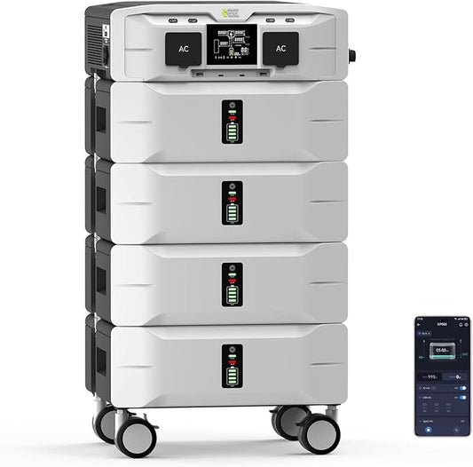 IEE SP5000 10240Wh Solar Power Station, 5000W(9000 Peak) AC Output, 120V/240V Split Phase LFP Battery, 1.6h Fast Charge Portable Power Generator for Home Backup, Emergency, RV