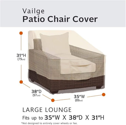 Vailge Patio Chair Covers, Lounge Deep Seat Cover, Heavy Duty and Waterproof Outdoor Lawn Patio Furniture Covers (4 Pack - Large, Beige & Brown)