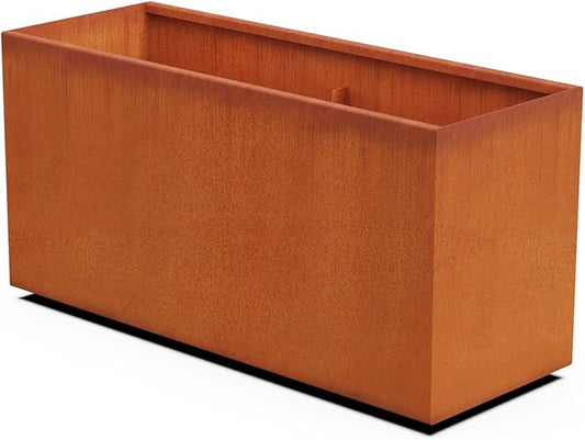 Plantercraft Large Rectangular Planters for Outdoor Plants – 48x18x24 Inch Corten Steel Planter | Extra Large Outdoor Planter Box for Patios, Garden Borders, and Privacy Screening