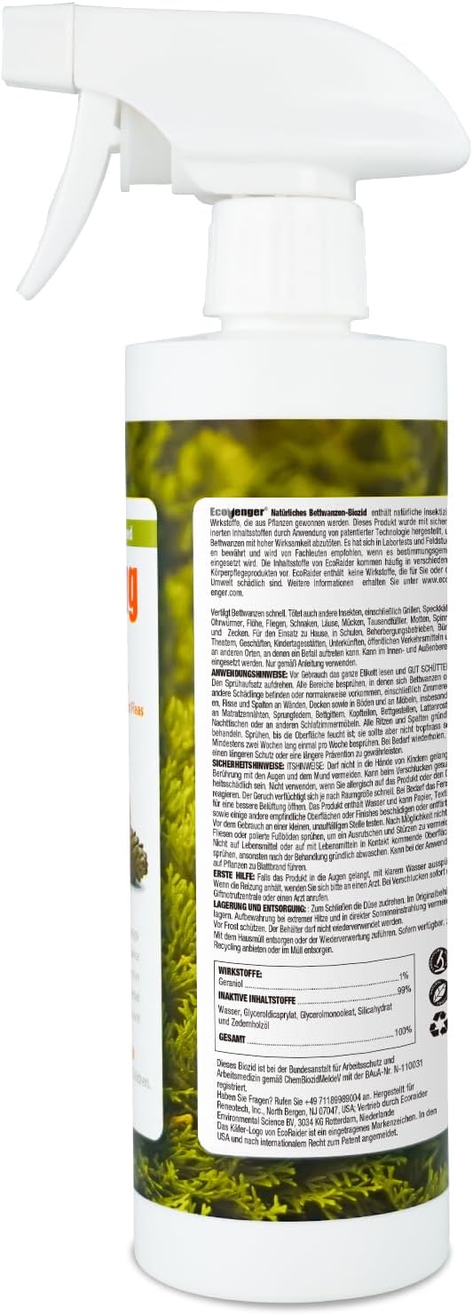 Bed Bug Killer 16 oz EcoVenger by EcoRaider, 100% Kill Efficacy, Bedbugs & Mites, Kills Eggs & The Resistant, Lasting Protection, USDA BIO-Certified, Plant Extract Based & Non-Toxic, Child & Pet Safe