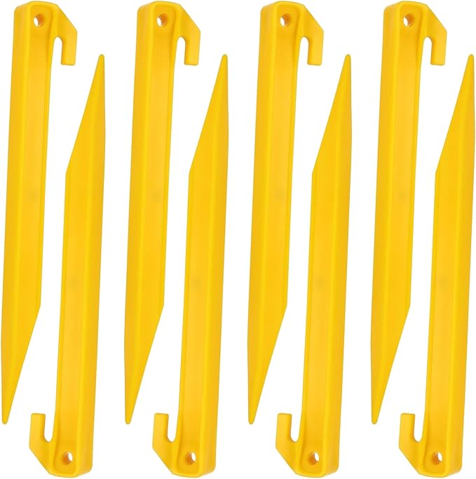 EAGLE PEAK 8 Pack Heavy Duty Plastic Tent Stakes, 7.5 inch Outdoor Ground Anchors, Essential Gear for Camping Tents, Canopies, Gardening,Tarps, and Holiday Decorations