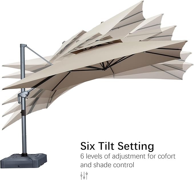 PURPLE LEAF 10 FT Cantilever Umbrella Outdoor Patio Umbrella, Large Offset Square Umbrella, Windproof Heavy Duty Hanging Outside for Patio, Sand Dune