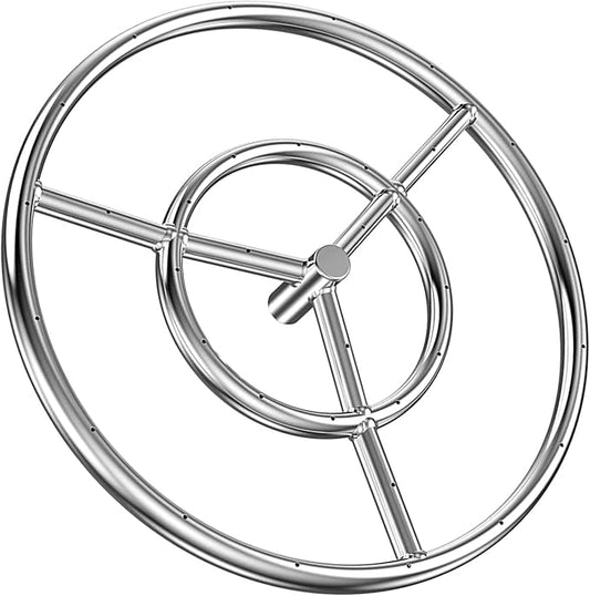 onlyfire 12 Inch Round Fire Pit Burner Ring for Natural Gas & Propane Fire Pit and Fireplace, 304 Stainless Steel DIY Firepit Burner for Both Indoor and Outdoor, BTU 92,000 Max