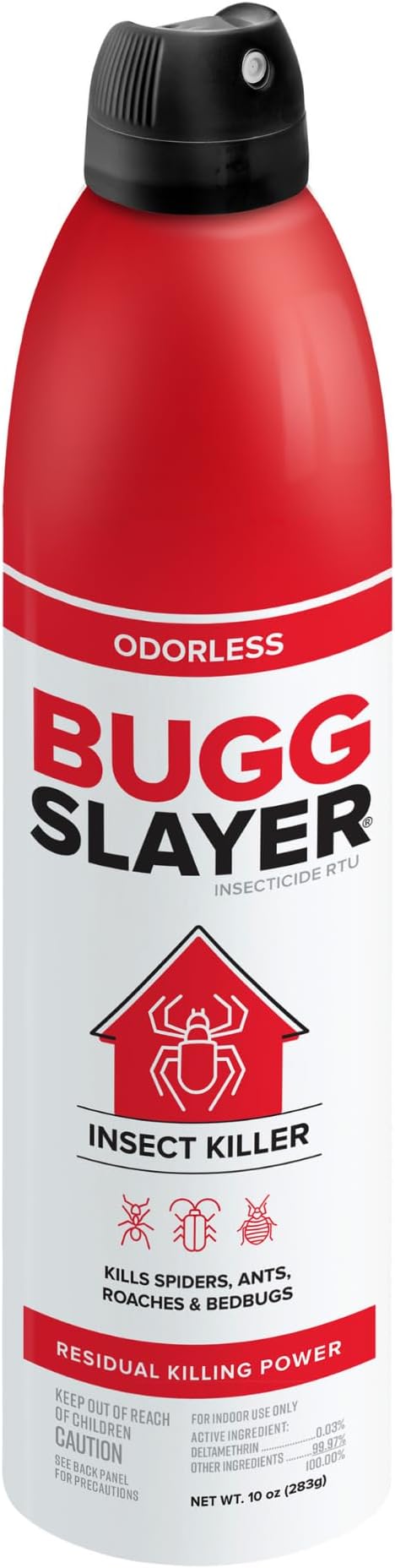 BUGGSLAYER Insecticide RTU Aerosol - Indoor Insect Killer - Spiders, Ants, Roaches, Bed Bugs & More - Odorless, Non-staining - 10 oz Spray Can