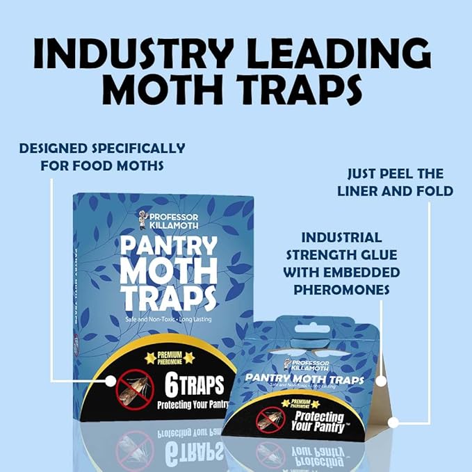 Pantry Moth Traps 6 Pack | New Blue Design | Child and Pet Safe | Premium Attractant