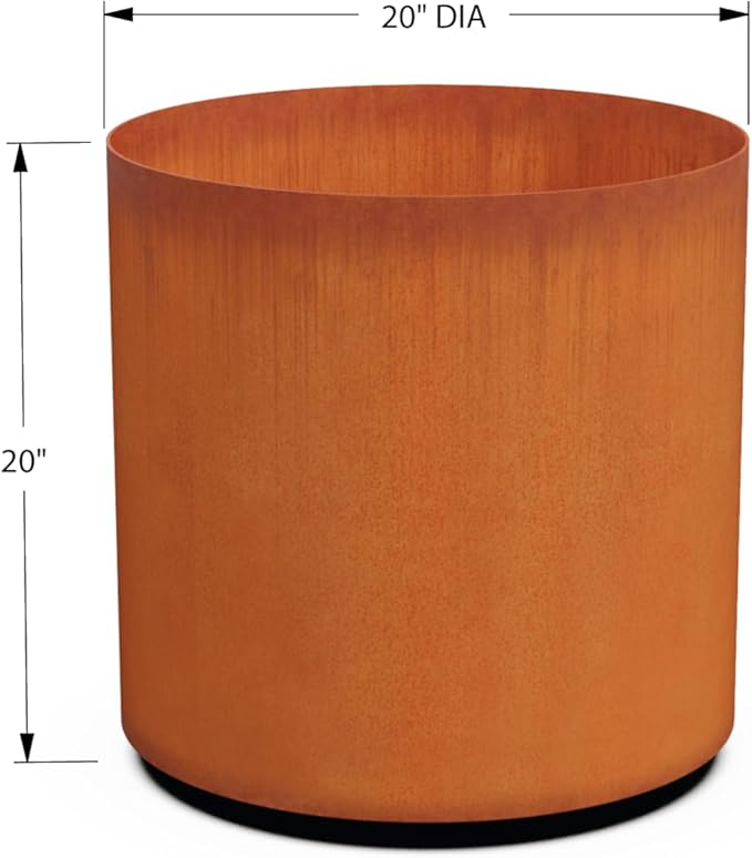 PLANTERCRAFT Corten Steel Metal Planter Box, Round Sizes, Modern Garden Steel planters for Commercial and Residential Outdoor Use.