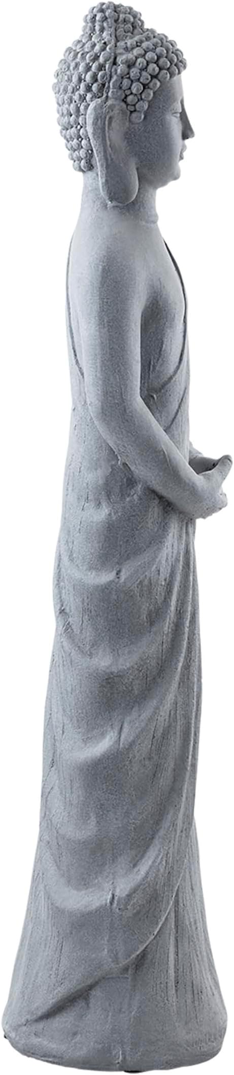 Alpine Corporation 32" Tall Cement Standing Buddha Outdoor Garden Statue, Gray