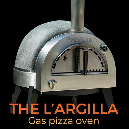 L’ARGILLA Gas-Fired Pizza Oven with Professional Grade Accessories - Cook with Gas or Propane - Thermal Clay Outside and Cordierite Stones Surface - Includes 10 additional items