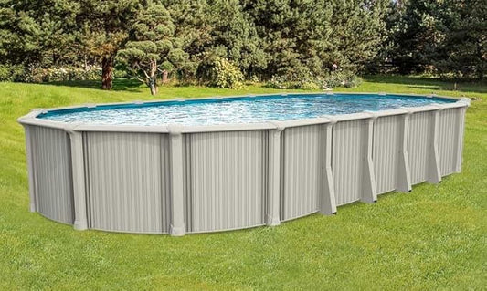 In The Swim 18' x 33' Oval Above Ground Swimming Pool - Excursion Package - Featuring: Sand Filter, Pump System and A-Frame Ladder