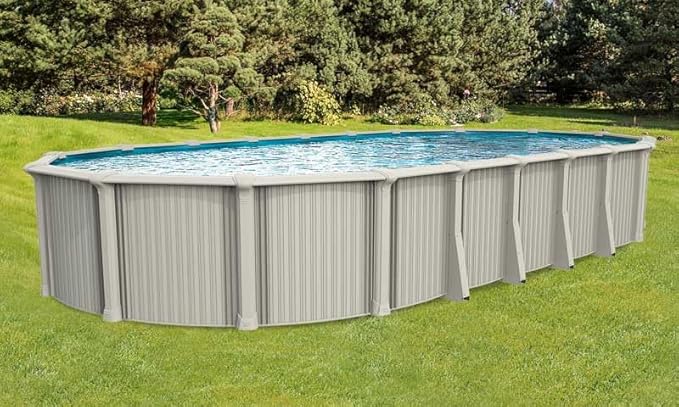 In The Swim 15' x 26' Oval Above Ground Swimming Pool - Excursion Package - Featuring: Sand Filter, Pump System and A-Frame Ladder