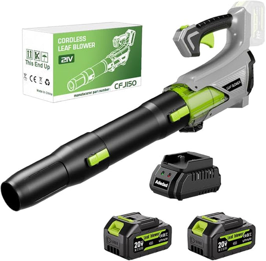 Adedad Cordless Leaf Blower with 2x4000mAh Batteries & Charger 580CFM/170MPH Lightweight Handheld Electric Blower for Lawn Care, Patio, Garden & Debris Clearing