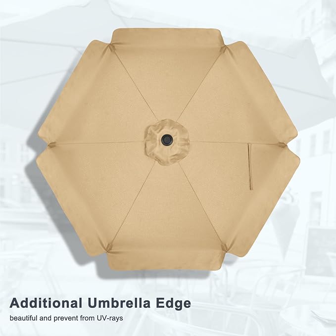 MASTERCANOPY Valance Patio Umbrella for Outdoor Table Market,7.5ft, Tan