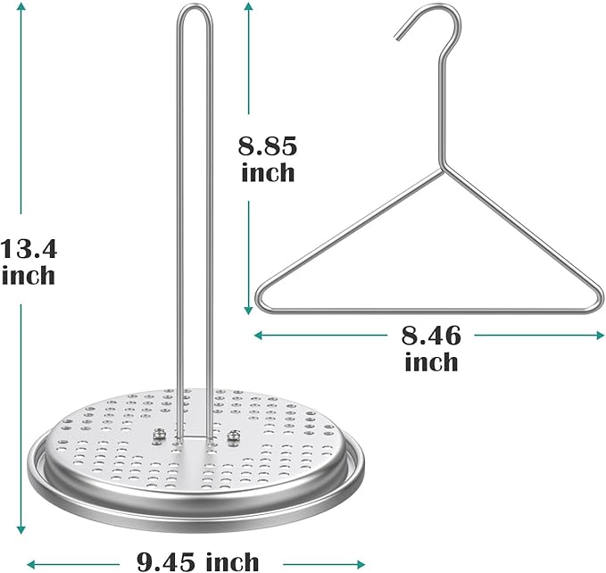 Turkey Chicken Fryer Accessory Kit with Wire Handle Lifter Hook Vertical Roaster Holder Base for Deep Fry Pot Grill BBQ
