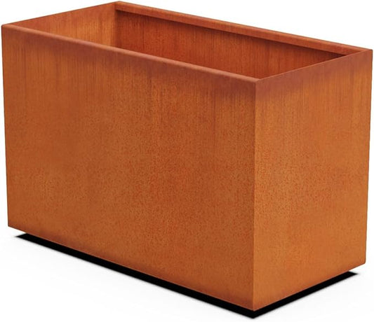 Plantercraft Large Rectangular Planters for Outdoor Plants | 36x18x24 Corten Steel Planter | Extra Large Outdoor Planter Box for Garden & Patio | Heavy Duty Metal Planter Rectangle