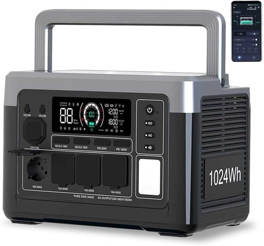 OUKITEL Portable Power Station, 1800W/1024Wh Solar Generator 1200W Fast Charging with 4 AC Outlets (3600W Peak), APP Control Emergency LiFePO4 Battery for Home Backup Camping RVs