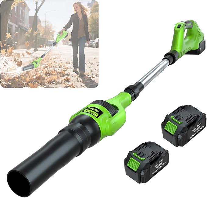 Leaf Blower Cordless,21V | 49" Electric Leaf Blower with 2 x 3.0Ah Batteries 3 Speed Modes 500CFM/180MPH Handheld Battery Powered Blower for Lawn Care Yard Patio Dust Snow Car Interior Garage Cleaning