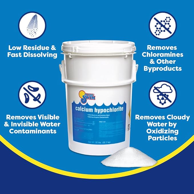 In The Swim Chlorine and Shock Bundle for Sanitizing Swimming Pools – Includes 4 Pound Bucket of 1 Inch Chlorine Tablets and 6 x 1 Pound Bags of 68% Cal-Hypo Pool Shock