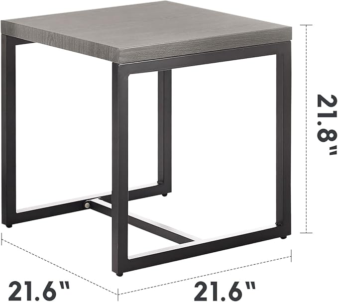 Rilyson Patio Tables Outdoor Coffee Table - Steel Side Tables End Table for Proch Deck Balcony Garden Squre Grey Tabletop