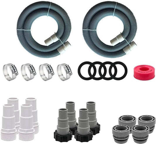 FibroPool Universal Pool Hose Install Kit - Attach and Adapt Most Equipment to 1.5" Connections - Compatible with Heaters, Heat Pumps, Pumps and Filters - Convert Intex Fittings to Standard