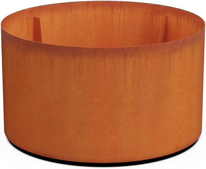 PLANTERCRAFT Corten Steel Metal Planter Box, Round Sizes, Modern Garden Steel planters for Commercial and Residential Outdoor Use.