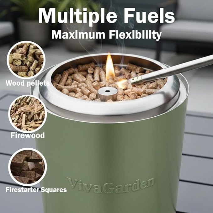 9.5 x 8.6 inch Tabletop Fire Pit, Smokeless Firepit Outdoor, Mini Fire Pit for with Carry Bag (Green, 9.7 x 7.1 inch with Pot Stand)
