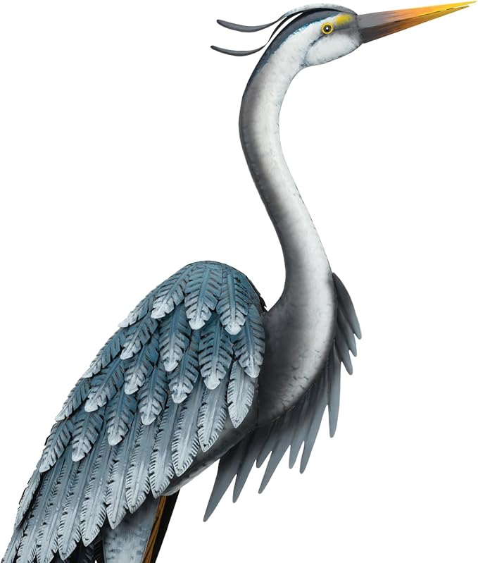 Regal Art & Gift Blue Heron Metal Statue – Indoor Outdoor Decorative Sculpture for Home & Garden Décor, Weather-Resistant Yard Art Figure for Patio, Lawn