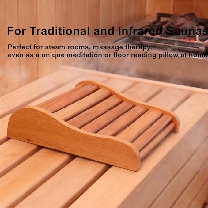 Red Cedar Sauna Headrest, Wood Head Pillow for Barrel and Infrared Saunas, Comfortable Ergonomic S-Shape Design Head Pillow for Head and Neck Support Home Wellness,15.7" L*13.38" W*3.8" H