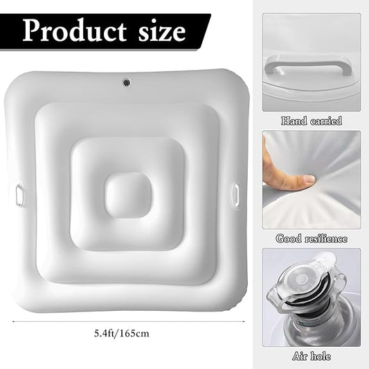 5.4Ft Inflatable Hot Tub Cover,Energy Saving Lid for Square Hot Tub,Outdoor Inflatable Hot Tub,Foldable Protective Rain Overflow Cover for Inflatable Outdoor Hot Tubs