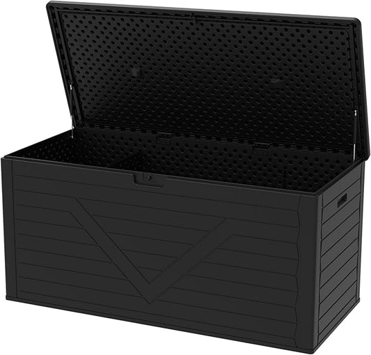 Outdoor Storage Box, 70"×32“-Deck Box Outdoor Storage Bench Outside Waterproof Resin Storage Bench, Lockable Patio Cushions, Garden Tools Storage For Furniture, UV Resistant(Black)