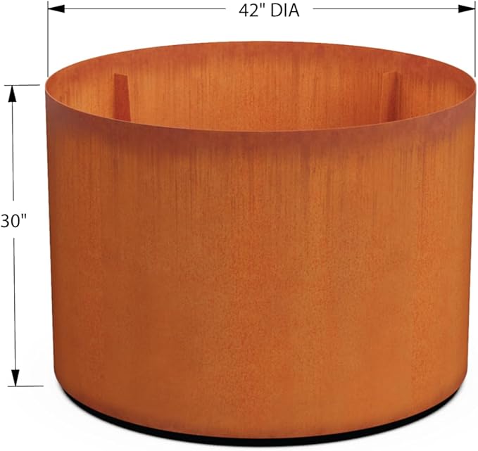 PLANTERCRAFT Corten Steel Metal Planter Box, Round Sizes, Modern Garden Steel planters for Commercial and Residential Outdoor Use.