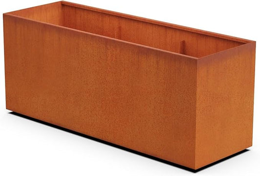 Plantercraft Large Rectangular Planters for Outdoor Plants - 72x24x30 Inch Corten Steel Planter, Extra Large Metal Planter Box for Patios, Decks & Privacy Screens, Arrives Fully Assembled