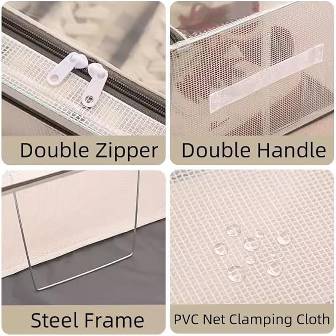 Stackable Storage Boxes with Clear Lids, 16-Inch Closet Storage Container with Metal Frame for Shoe, Boot, ﻿Sneaker ﻿ (2 Pack)