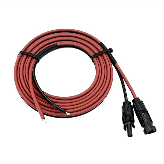 Solar Cable 50 Feet 2x10 AWG Twin Wire Solar Extension Cable, Copper Strand with Female and Male Connectors on Single end, Solar Panel Wire & Adaptor for Home, Shop and RV Solar Panels