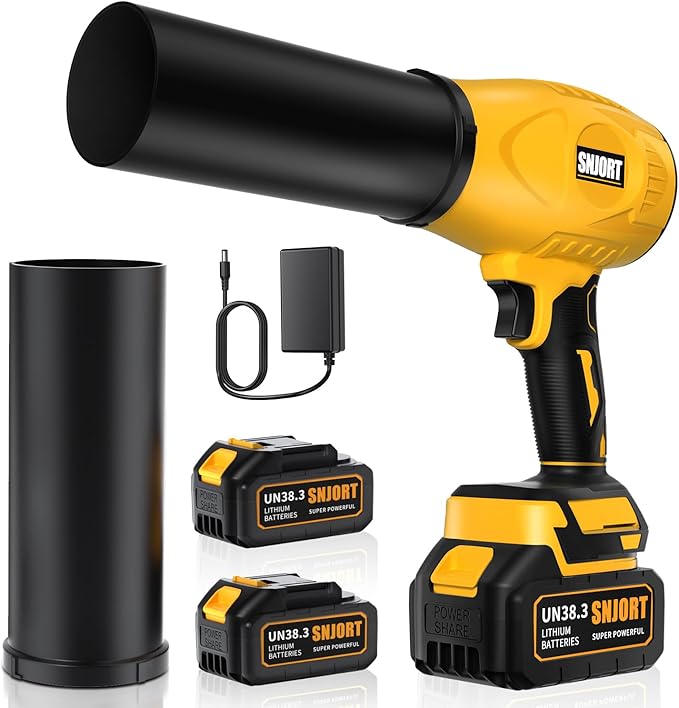 Leaf Blower Cordless with Battery and Charger, 980,000 RPM, Extended Nozzle, Lightweight Handheld,Blower for Patio Cleaning,Leaves and Dust,Birthday Gifts for Men Dad Husband(Lemon Yellow)