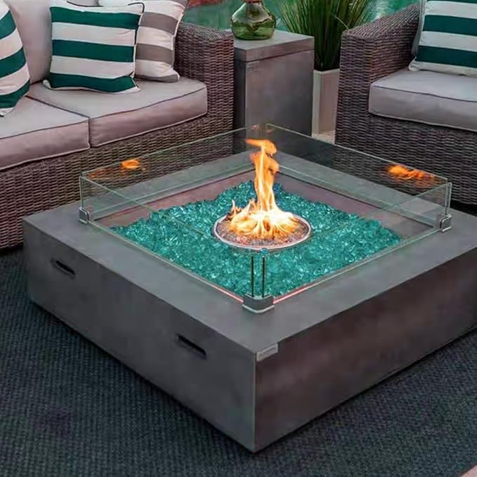 Fire Glass for Propane Fire Pit, 1/2 Inch High Reflective Fireplace Glass Rocks for Fire Pit Table, Fire Pit Glass Rocks for Outdoor Fire Table and Landscaping, 5 lbs, Light Green