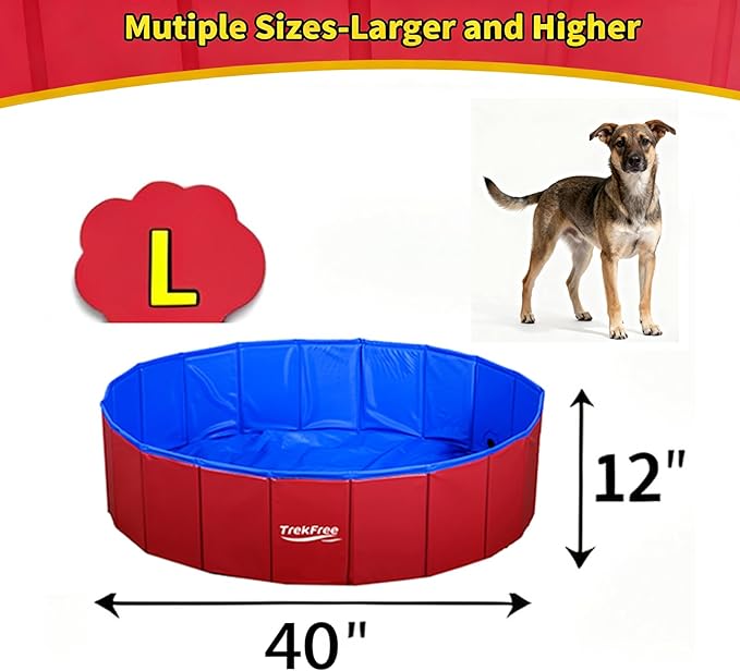 Foldable Pet Pool, 40" x 12" Dog Pool,Non-Slip Pet Bath Tub for Outdoor Backyard,Collapsible Dogs Swimming Pool for Pets